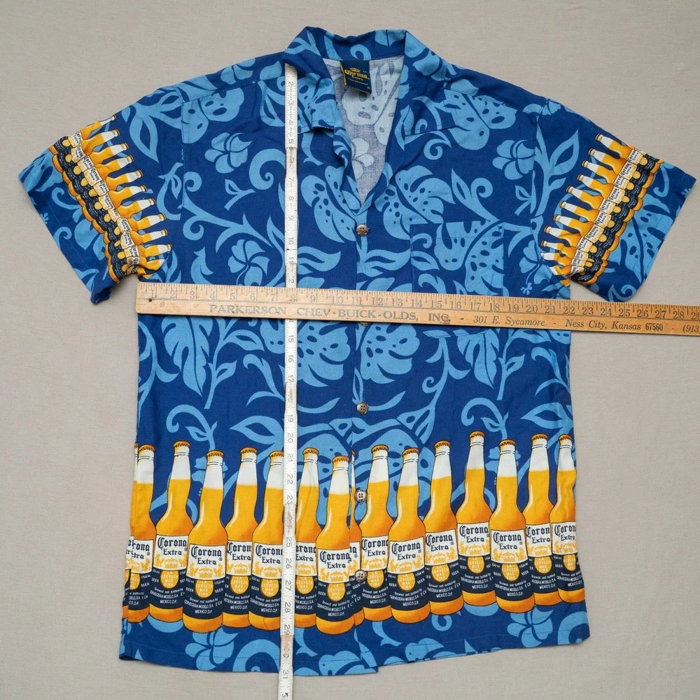 Vintage 2000s Y2k Corona Button Up Rayon Hawaiian Aloha Shirt‎ XL